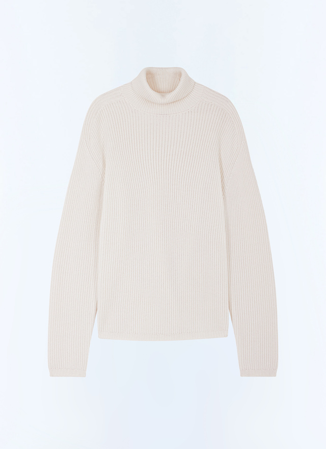 Men's white, ecru cotton and certified wool sweater Fursac - A2EVAR-EA08-A002