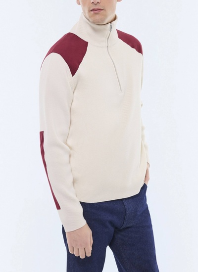 Men's sweater ecru cotton and certified wool Fursac - A2GACH-GA09-A002