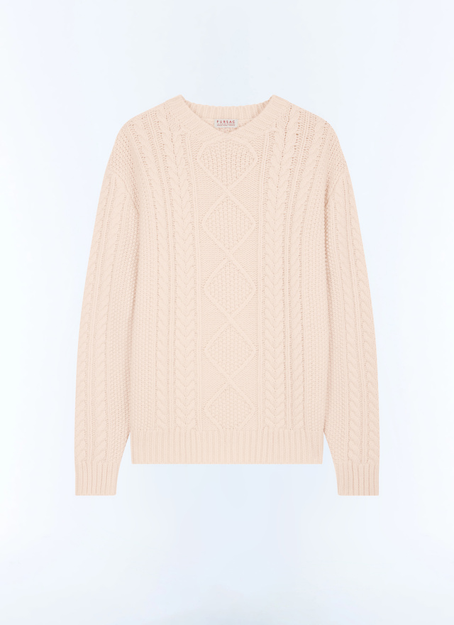 Men's white, ecru certified wool sweater Fursac - A2GAGA-GA01-A002