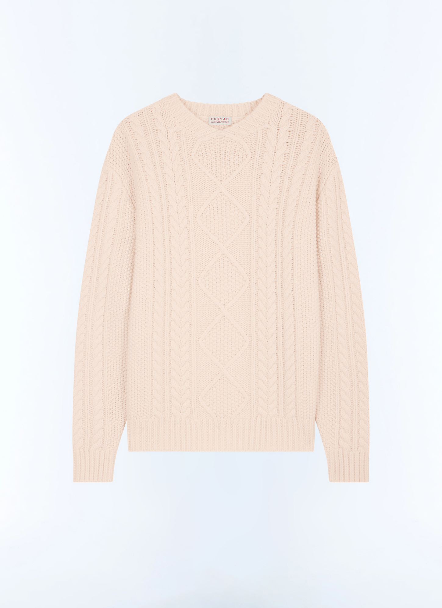 Men's white, ecru certified wool sweater Fursac - A2GAGA-GA01-A002