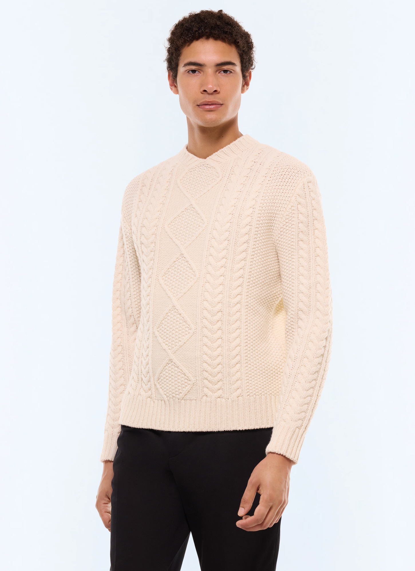 Men's sweater ecru certified wool Fursac - A2GAGA-GA01-A002
