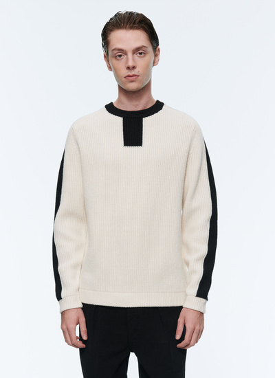 Men's sweater ecru wool Fursac - 22HA2ASKI-AA15/02