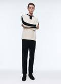 Ecru wool sweater with black stripes - 22HA2ASKI-AA15/02