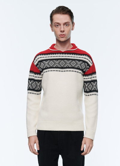 Men's sweater ecru wool and recycled nylon Fursac - 22HA2AMON-AA06/02