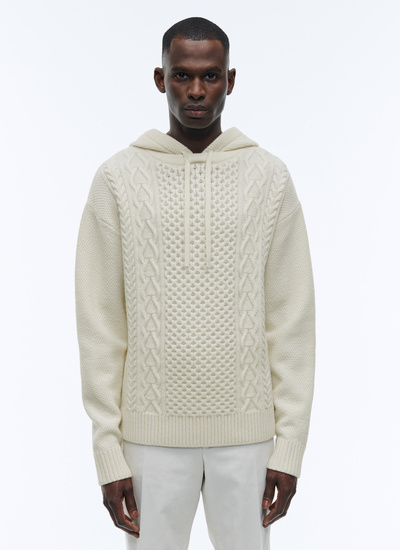 Men's sweater ecru merino wool Fursac - 22HA2AHOO-AA02/02