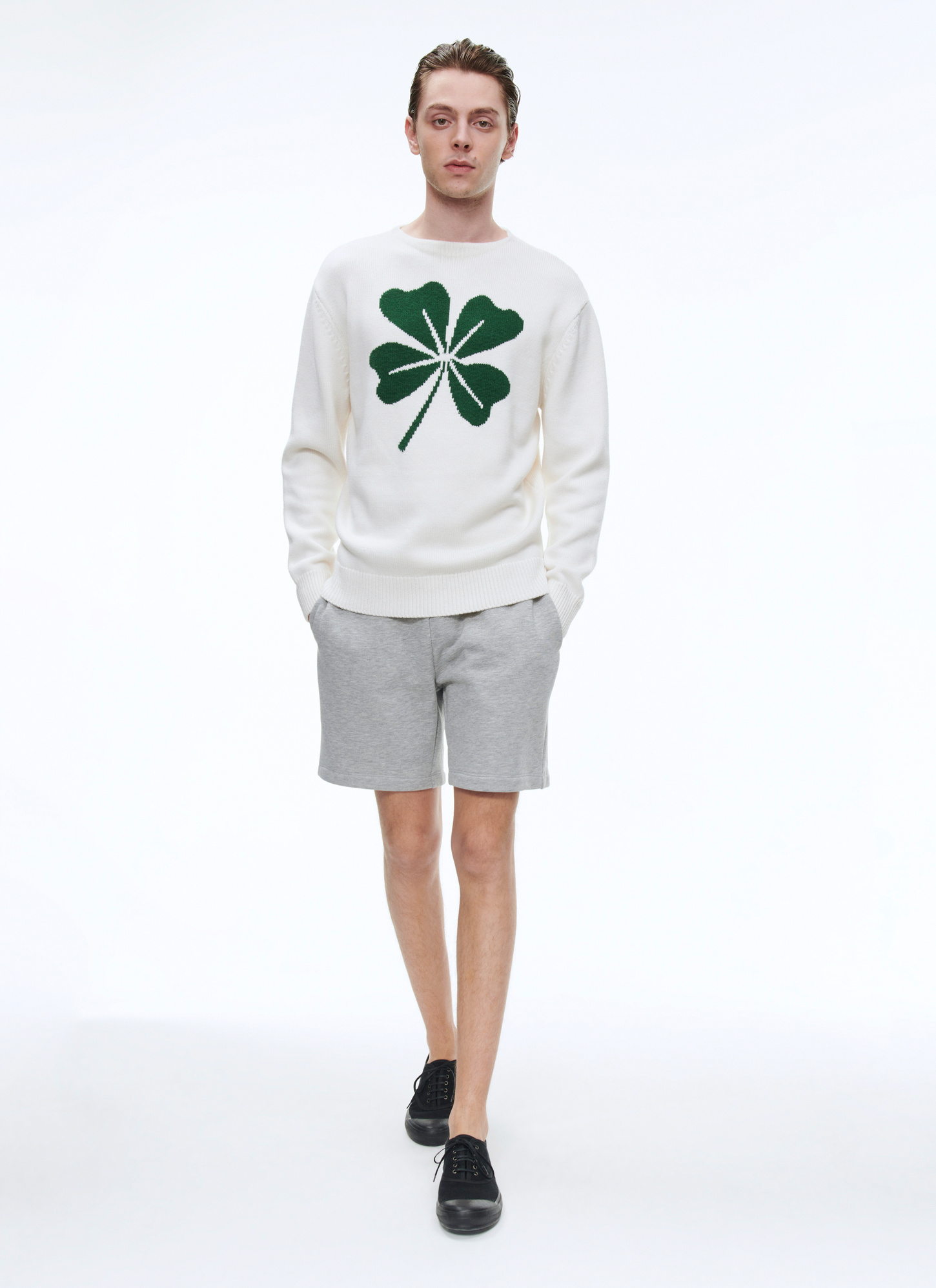 Men's sweater ecru wool and cotton Fursac - A2BATO-BA04-02