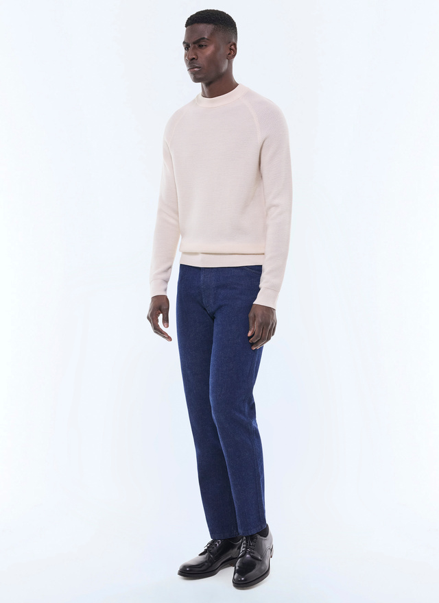 Men's ecru - moss stitch sweater Fursac - A2EIRO-AA19-A002