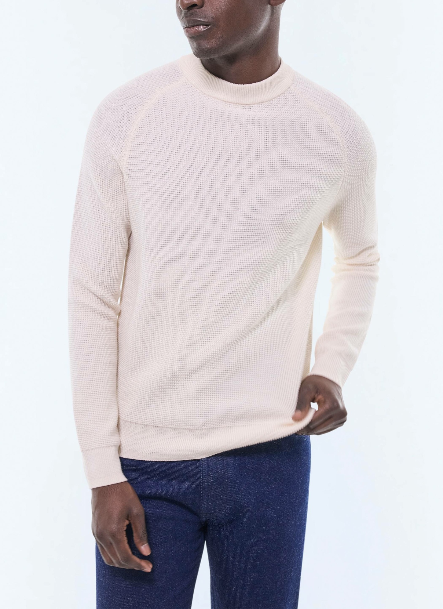 Men's sweater ecru certified wool Fursac - A2EIRO-AA19-A002