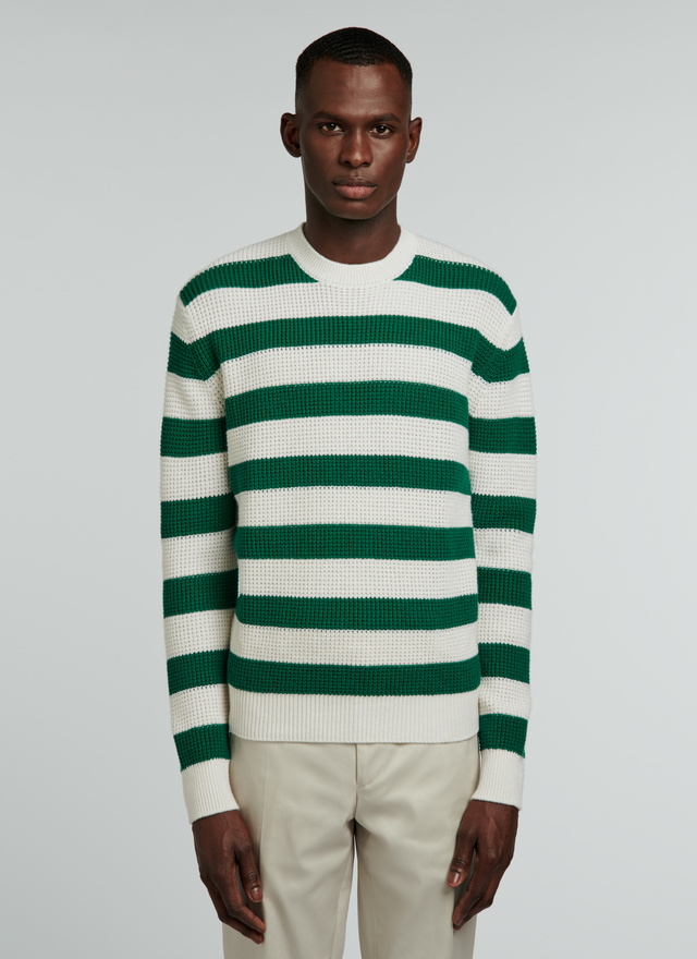 Men's sweater green and ecru wool and cotton Fursac - 22EA2VAMI-VA04/43