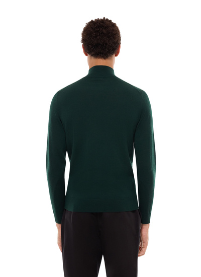 Fursac men's sweater - Green forest - Moss point thin sweater in certified wool A2ERYS-EA18-H014