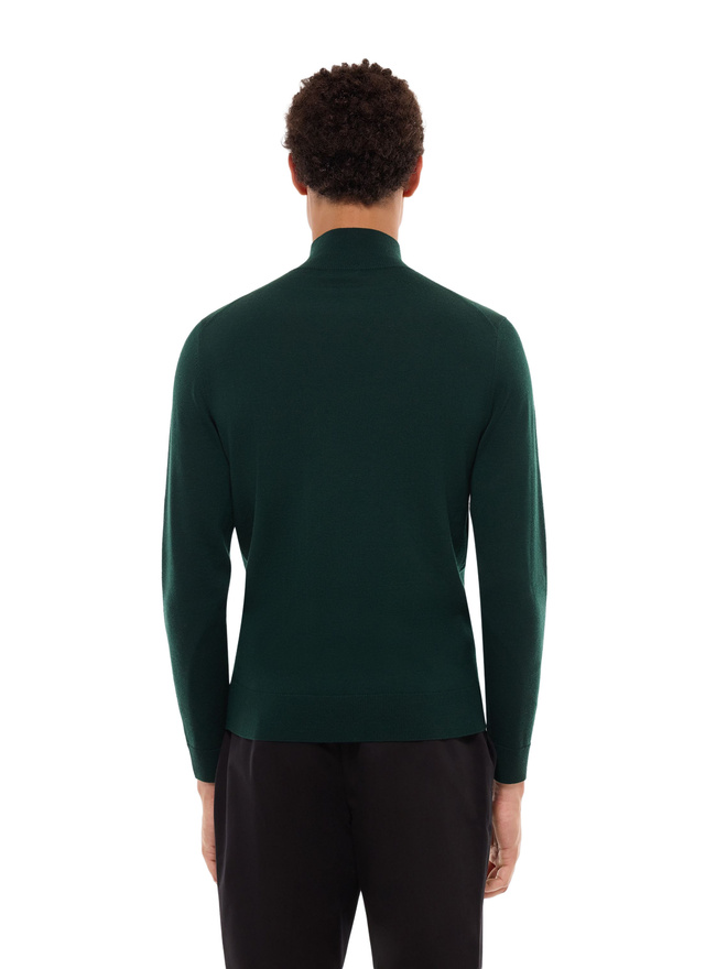 Fursac men's sweater - Green forest - Moss point thin sweater in certified wool A2ERYS-EA18-H014