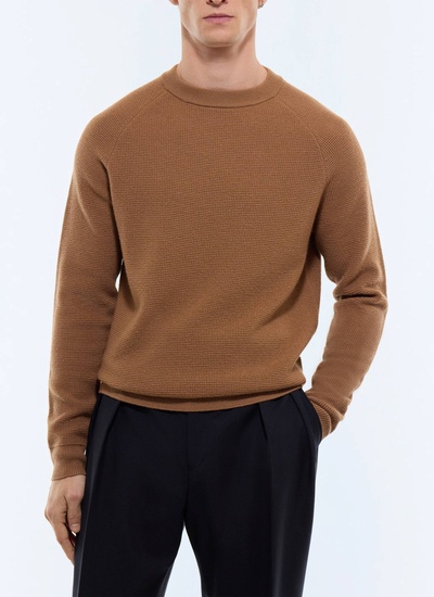 Men's sweater hazelnut certified wool Fursac - A2EIRO-AA19-G006