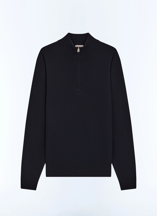 Men's blue, navy blue main fabric: 100% woollining: none sweater Fursac - A2ERYS-LA15-D030
