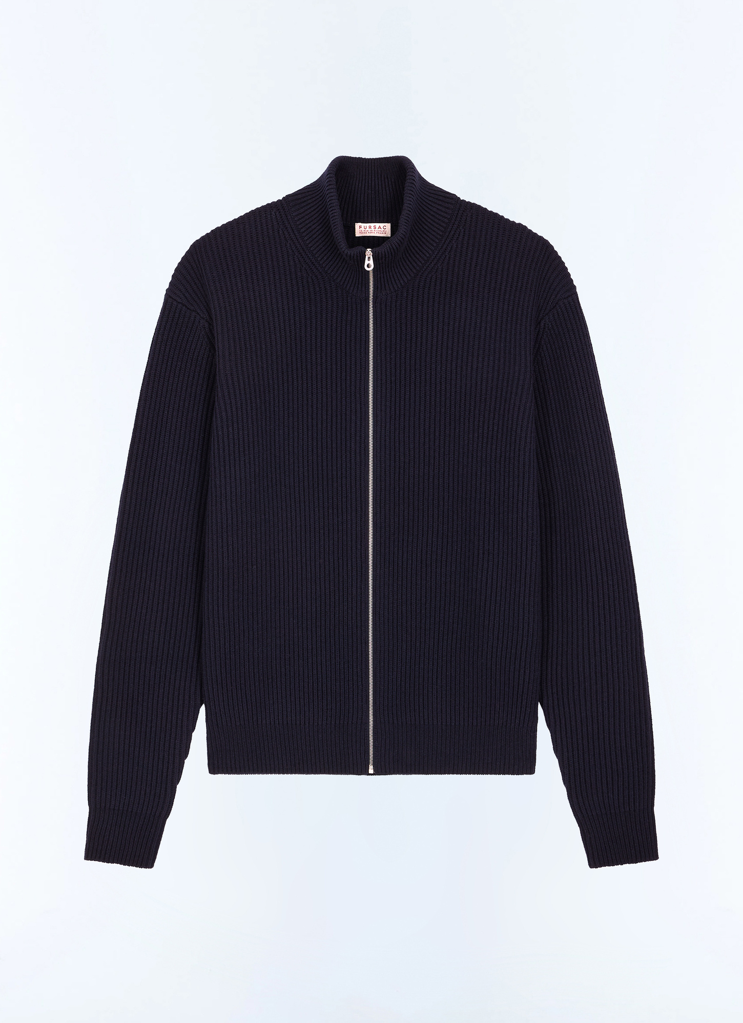 Men's blue, navy blue 55% wool, 45% cotton sweater Fursac - A2LZAP-LA14-D030