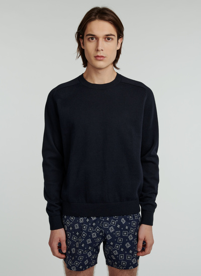 Men's sweater navy blue wool and cotton Fursac - 22EA2VAMU-VA16/30