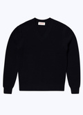 Navy blue openwork wool and cotton sweater - 23EA2BAJO-BA02/30