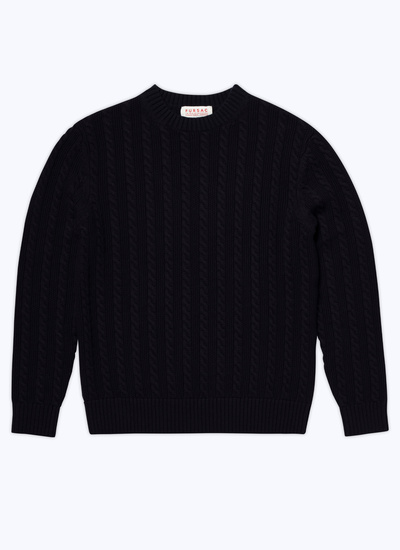 Men's blue, navy blue wool and cotton sweater Fursac - A2BADE-BA08-30