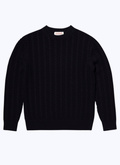 Navy blue wool and cotton cable knit sweater - A2BADE-BA08-30