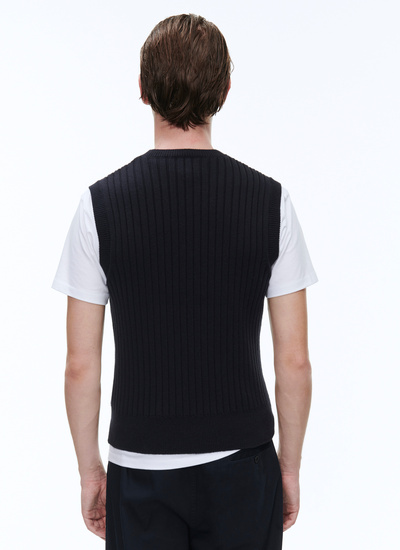 Men's blue, navy blue wool and cotton sweater Fursac - A2BREF-BA19-30