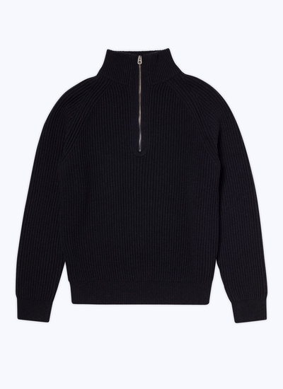 Mens black ribbed roll neck jumper best sale