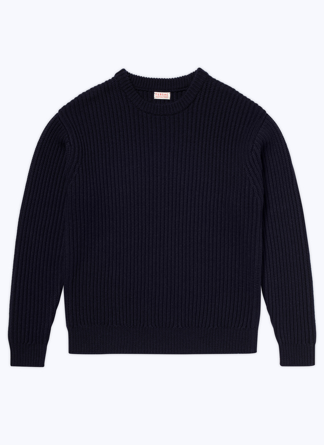 Men's blue, navy blue wool sweater Fursac - A2CONF-CA06-D030