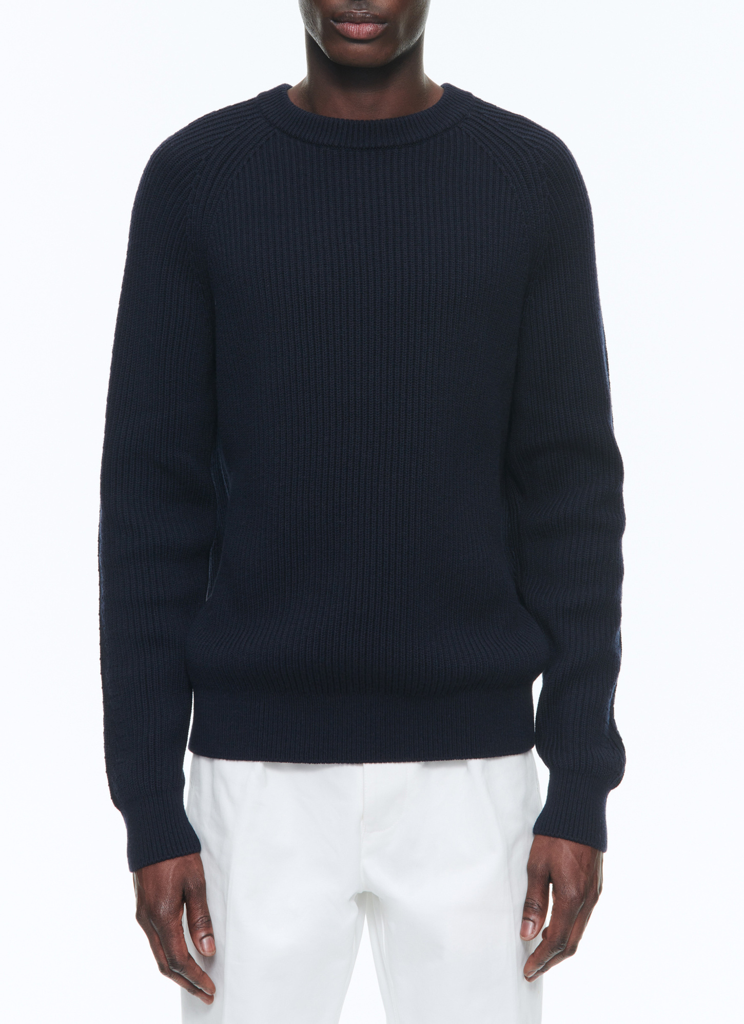 Men's sweater navy blue cotton and traceable wool Fursac - A2DCOT-DA02-D030