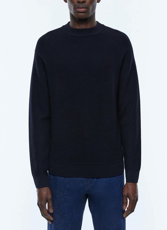 Men's sweater navy blue certified wool Fursac - A2EIRO-AA19-D030