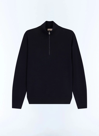 Men's blue, navy blue certified wool sweater Fursac - A2ERYS-EA18-D030