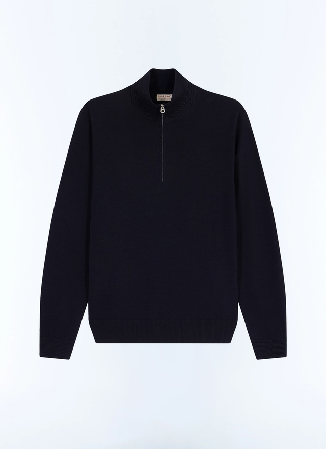 Men's blue, navy blue certified wool sweater Fursac - A2ERYS-EA18-D030