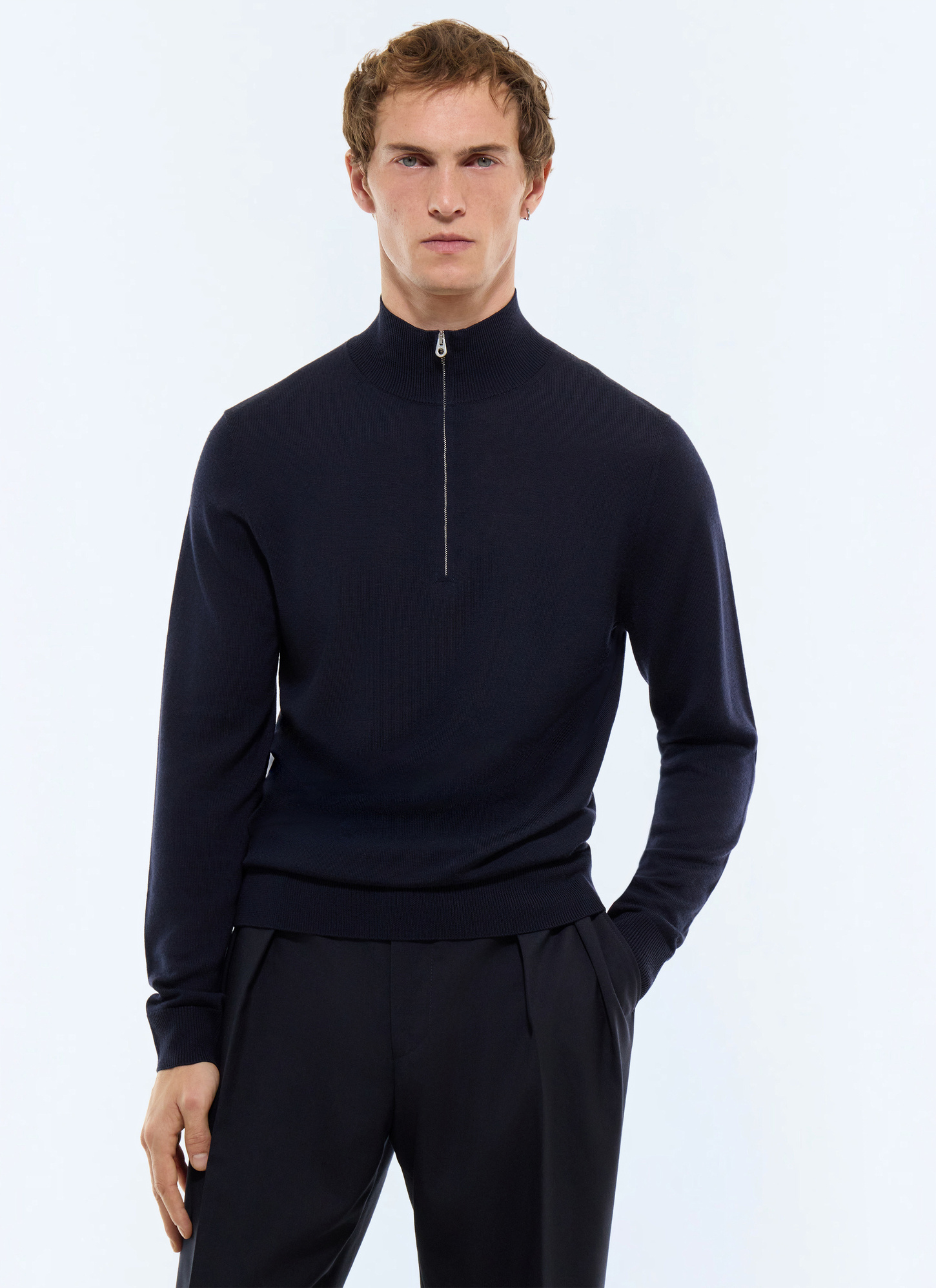 Men's sweater navy blue certified wool Fursac - A2ERYS-EA18-D030