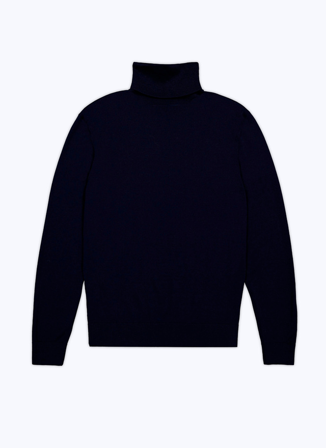 Men's blue, navy blue merino wool sweater Fursac - A2OROL-MA03-30
