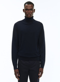 Navy blue merino wool roll neck sweater - A2OROL-MA03-30