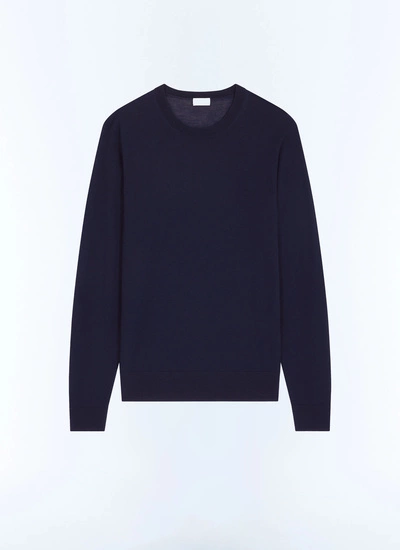 Men's blue, navy blue merino wool sweater Fursac - A2ORYS-MA03-30