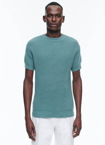 Men's sweater sage green blended wool and cotton Fursac - A2DEMI-DA21-H018