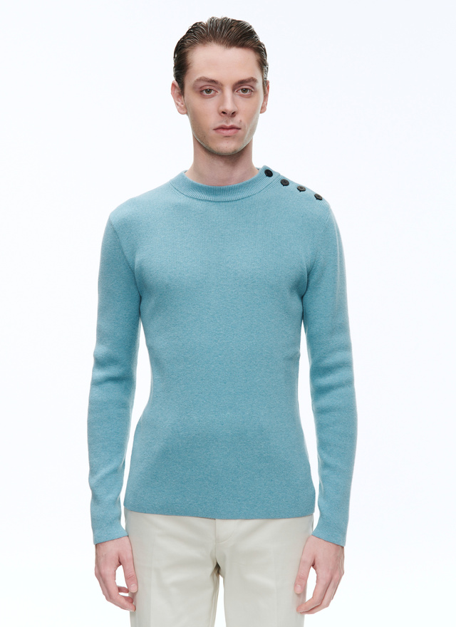 Men's sweater sky blue wool and cotton Fursac - 23EA2BRIN-BA09/39