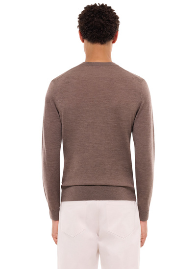 Fursac men's sweater - Taupe brown merino wool sweater A2ORYS-MA03-G014