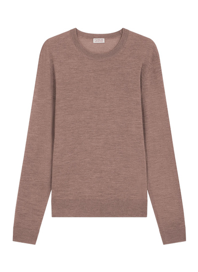 Men's sweater taupe brown certified merino wool Fursac - A2ORYS-MA03-G014