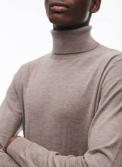 Men's taupe grey sweater Fursac - A2OROL-MA03-G014