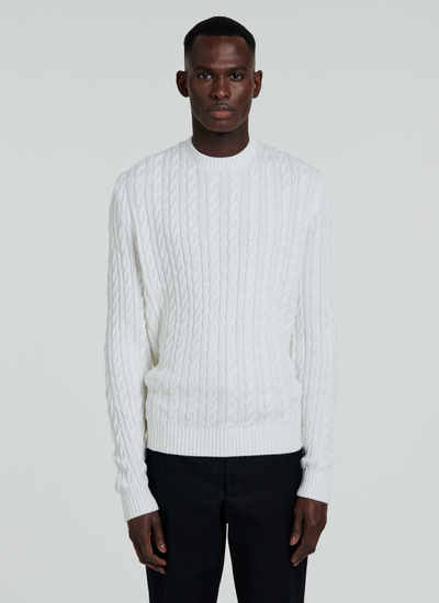 Men's sweater white wool and cotton Fursac - 22EA2VEMU-VA03/02