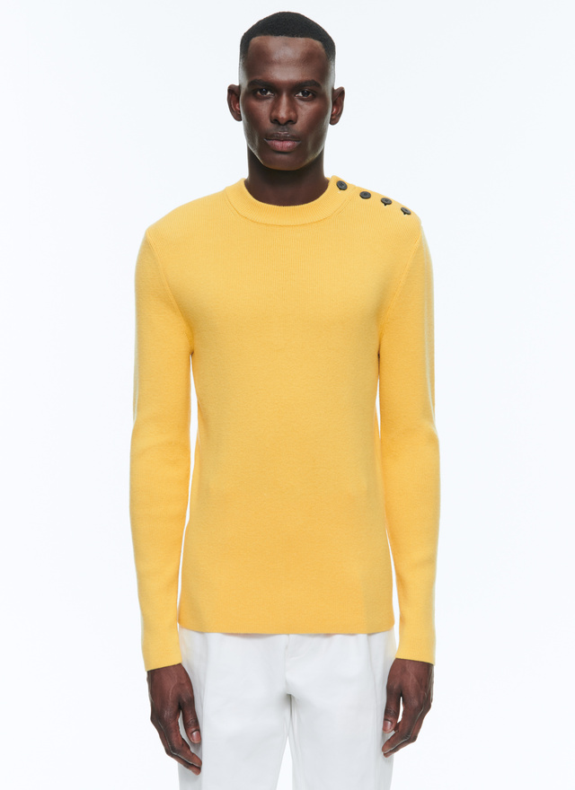 Men's sweater yellow wool and cotton Fursac - A2DRIN-DA06-E004