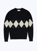 Black wool and cashmere sweater with fancy pattern - A2ARGY-AA17-20