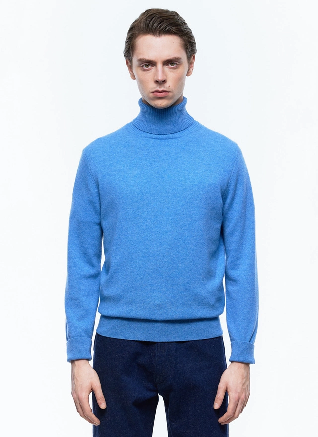 Men's sweater blue wool and cashmere Fursac - A2KROU-TA28-D012