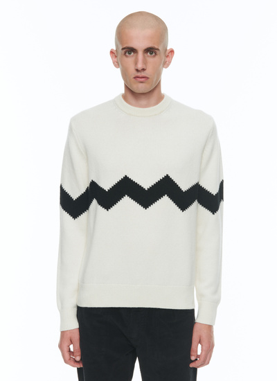 Men's sweater ecru wool and cashmere Fursac - A2CZIG-CA11-A002
