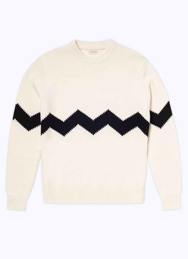 Men's white, ecru wool and cashmere sweater Fursac - A2CZIG-CA11-A002