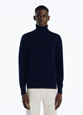 Navy blue wool and cashmere roll neck sweater - 21HA2KROU-TA28/30