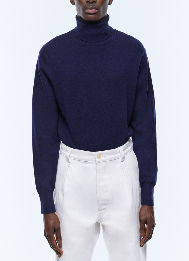 Men's sweater navy blue wool and cashmere Fursac - A2KROU-TA28-30