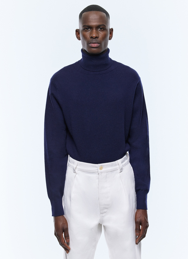 Men's sweater navy blue wool and cashmere Fursac - A2KROU-TA28-30