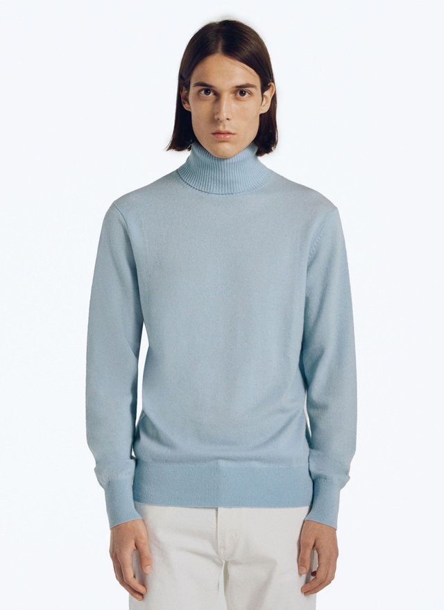Men's sweater sky blue wool and cashmere Fursac - A2KROU-TA28-38