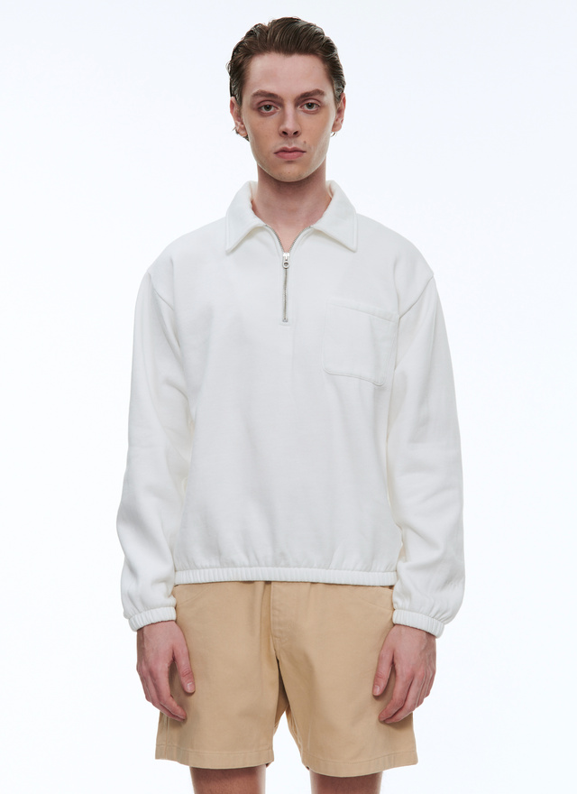 Sweatshirt homme blanc jersey de coton Fursac - 23EJ2BETO-BJ21/01