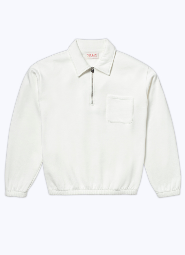 Sweatshirt blanc homme jersey de coton Fursac - 23EJ2BETO-BJ21/01